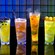 A selection of nonalcoholic Star Wars themed drinks available at Oga’s Cantina in Disney’s Hollywood Studios, including Jabba Juice, Akivan Tea, Carbon Freeze, 3 Suns Over Batuu and Blue Bantha