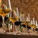 A row of wine glasses on a dining table in Ravello at the Four Seasons Resort Orlando
