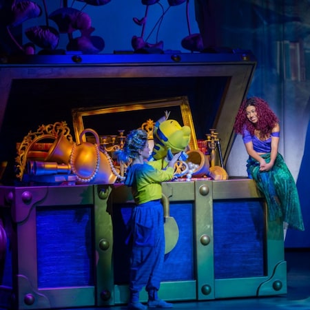 A stage play featuring Ariel and Flounder from The Little Mermaid