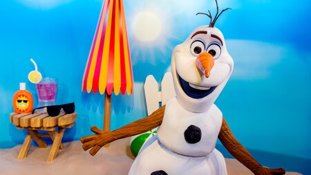 Olaf awaits Guests of all ages during a Character Greeting experience at Disney’s Hollywood Studios