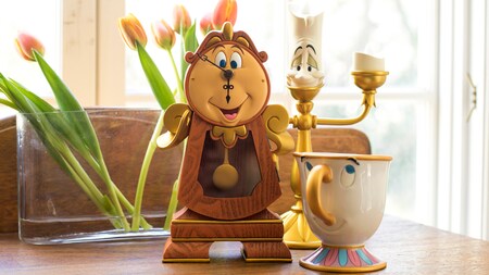 Ceramic household objects in the shapes of Cogsworth, Lumière and Chip from ‘Beauty and the Beast’