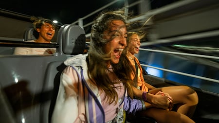 Guests screaming while riding Spaceship Earth in Epcot