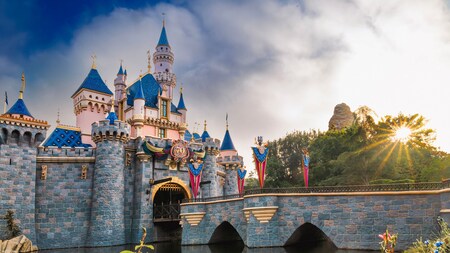 A panoramic view of Sleeping Beauty Castle at Disneyland Park