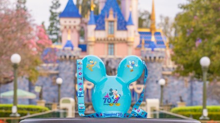 A Disneyland Resort 70th Celebration Mickey Light Up Balloon Popcorn Bucket featuring Mickey Mouse, Pluto and Donald Duck