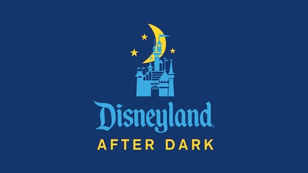 The logo for Disneyland After Dark, featuring stars and a crescent moon behind Sleeping Beauty Castle at night
