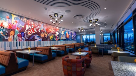 The interior of High Key Club at the Disneyland Hotel