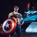 Captain America standing in front of Avengers Headquarters at Disney California Adventure Park