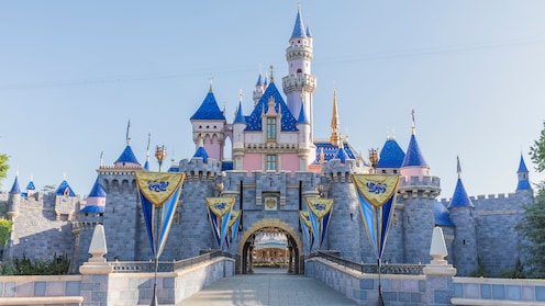 Exterior view of Sleeping Beauty Castle inside Fantasyland at Disneyland Park in Anaheim, CA