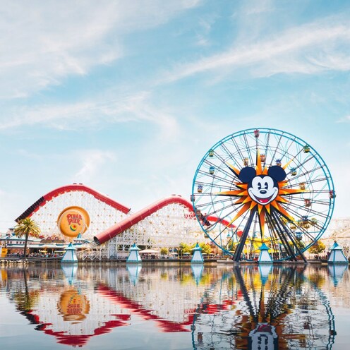 A view of the Pixar Pal A Round Swinging Ferris wheel in Pixar Pier at Disney California Adventure Park.