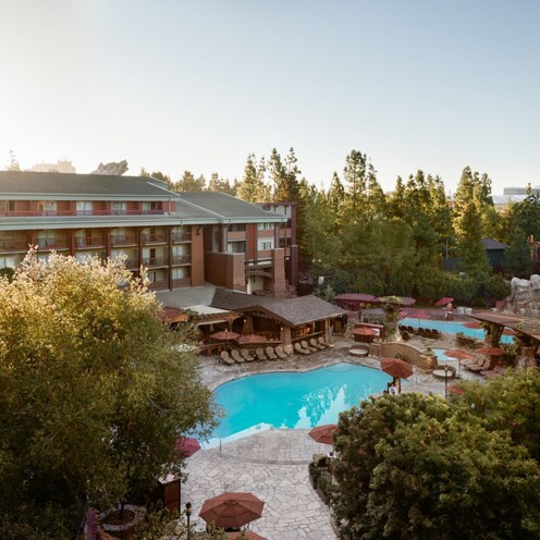 Views of the pool areas at Disneys Grand Californian Hotel and Spa.