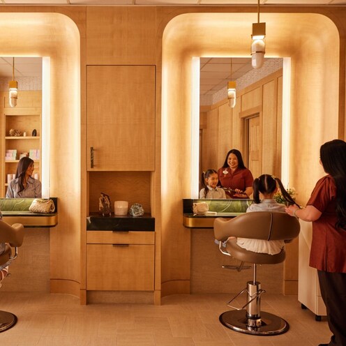 A mother and daughter getting their hair styled at Tanaya Stone Spa.