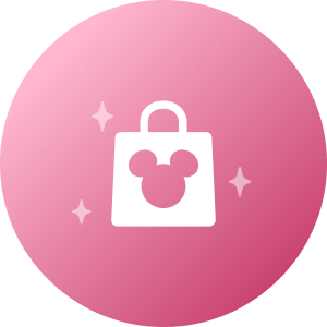 Un ícono con una bolsa de compras con el logotipo de Mickey Mouse, que representa las compras