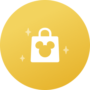 Un ícono con una bolsa de compras con el logotipo de Mickey Mouse, que representa las compras