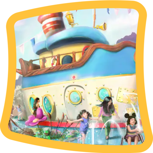 A rendering of Donald's Duck Pond at Mickey's Toontown