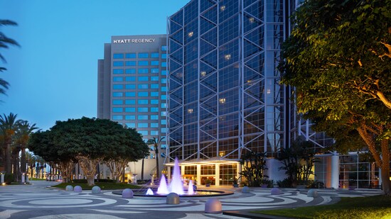 The exterior of the Hyatt Regency Orange County hotel
