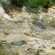 Sulfur escapes from vents in a rocky hillside
