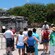 A tour group visiting ancient Mayan ruins