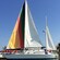 A docked catamaran