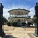 Two statues flanking the walkway leading to a Victorian style gazebo at Plaza Independencia in Puerto Plata, Dominican Republic