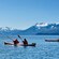 Six Guests paddling on kayaks at Hoonah in Icy Strait, Alaska