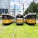 3 trams on the track in Rotterdam, Amsterdam