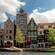 A row of Dutch style buildings along a canal in Rotterdam, Amsterdam