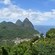Two peaks called the Pitons along the Caribbean Sea located in Saint Lucia