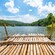 A bamboo raft floating on water in Saint Lucia