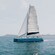 A charter boat floating in the Caribbean Sea