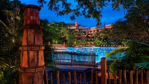 A pool area at Disney's Animal Kingdom Lodge in Florida