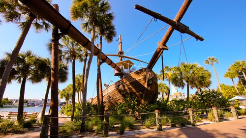 The shipwreck themed waterslide at Disney’s Beach Club Resort’s Stormalong Bay 