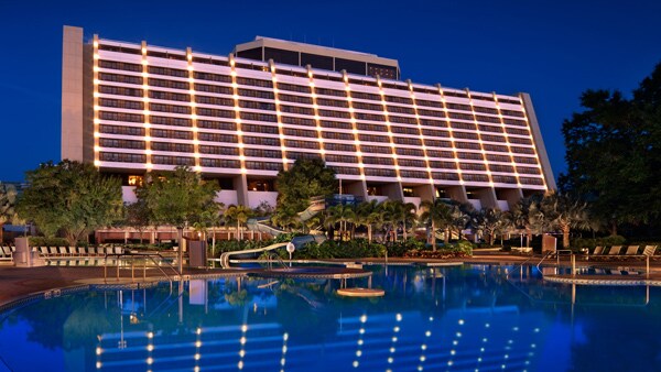 Disney's Contemporary Resort in Florida and the outdoor pool area