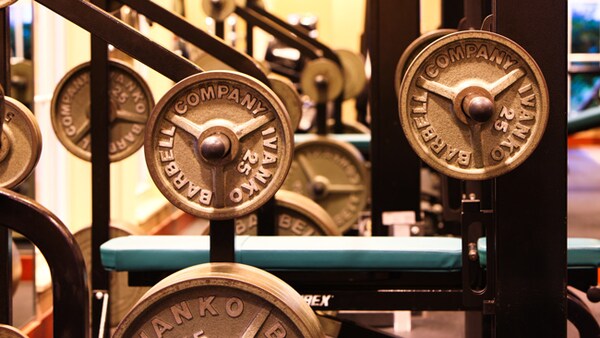 Fitness machines at a workout facility