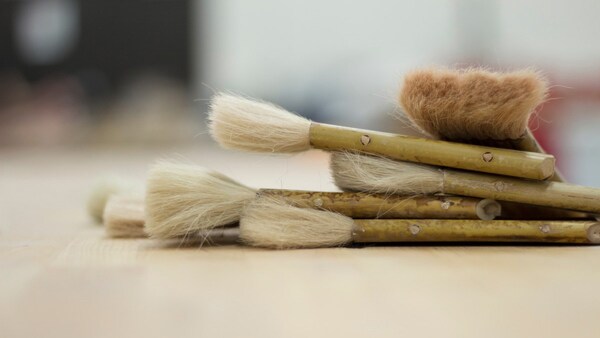Several paint brushes
