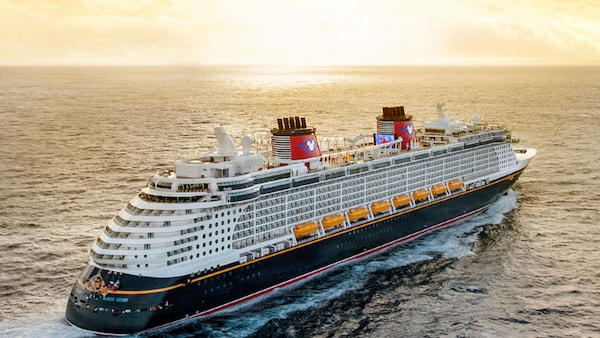 The Disney Cruise Line ship, the Disney Dream, sails in calm waters