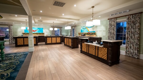 A section of the front desk area at Disney's Caribbean Beach Resort in Walt Disney World Resort