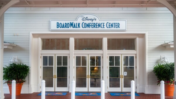 The main entrance to Disney’s Boardwalk Conference Center at Disney’s BoardWalk Inn
