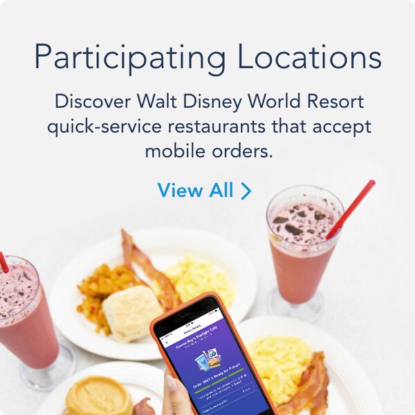 A banner advertisement inviting Guests to discover participating quick service locations for mobile orders