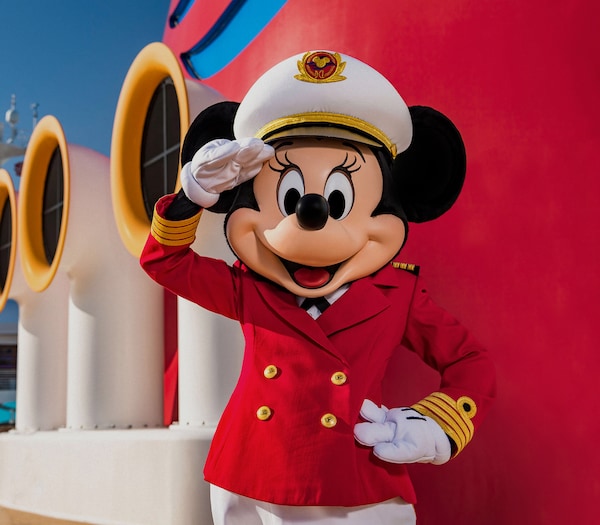 Captain Minnie Mouse saluting on a Disney Cruise Line ship