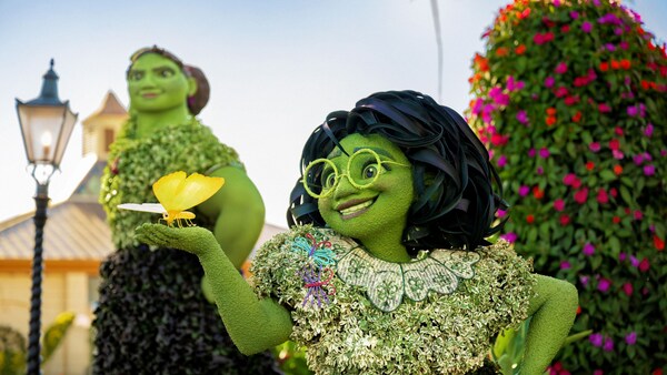 Luisa and Mirabel Madrigal topiaries at the Epcot International Flower and Garden Festival