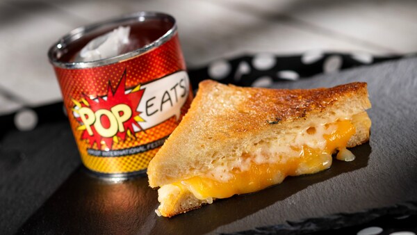A Grilled Cheese sandwich served with tomato soup from Pop Eats at the Epcot International Festival of the Arts