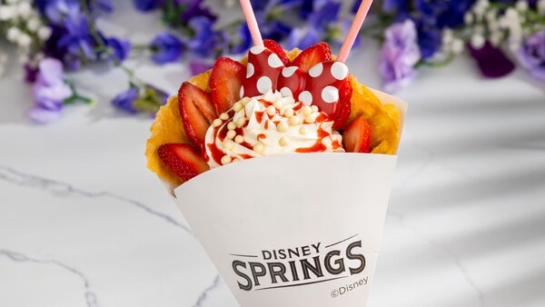 The Minnie Sweet Strawberry Waffle Sundae from Marketplace Snacks at Disney Springs