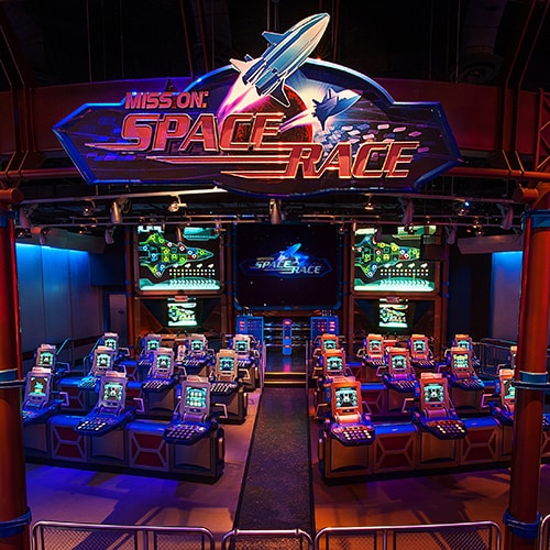 Mission: Space Race section with rows of control screens at Advanced Training Lab