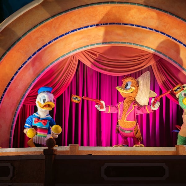 Donald Duck, Panchito Pistoles and José Carioca performing during Gran Fiesta Tour Starring The Three Caballeros