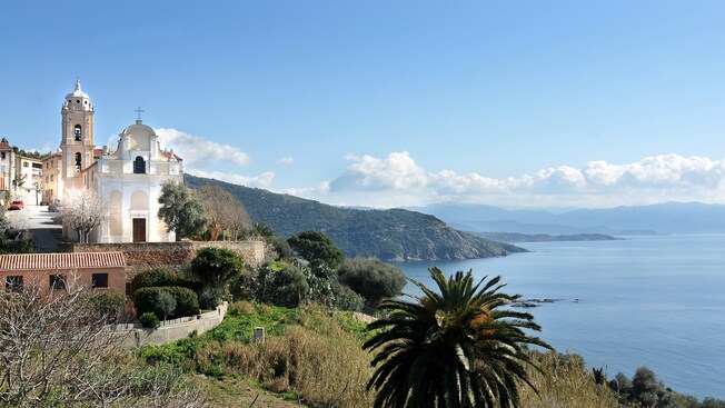 A coastal mountain village containing a 17th century church and other historic structures