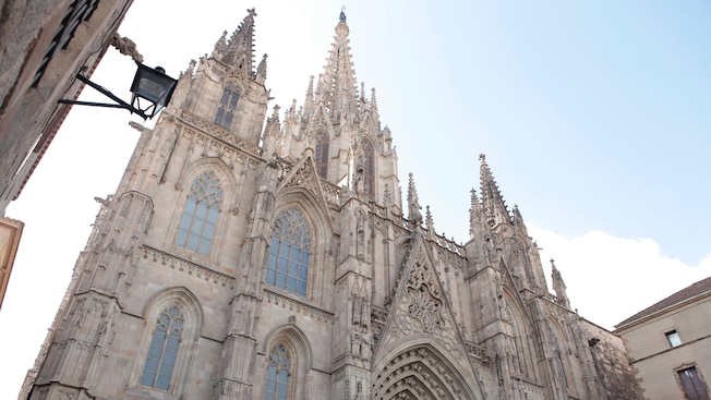 The Gothic façade of the Barcelona Cathedral in Barcelona, Spain The Gothic façade of the Barcelona Cathedral in Barcelona, Spain