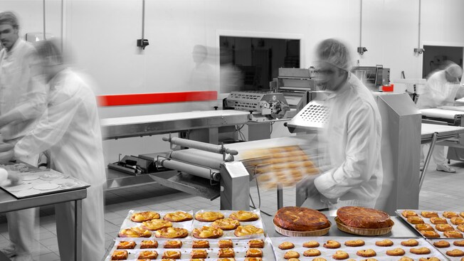 Behind the scenes at a biscuit factory where pastries are being made