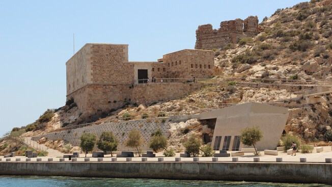 A stone fort situated next to the seaside