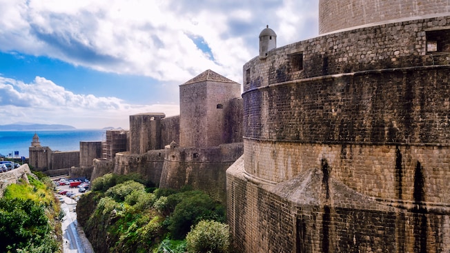 An medieval stone fortification near the sea An medieval stone fortification near the sea