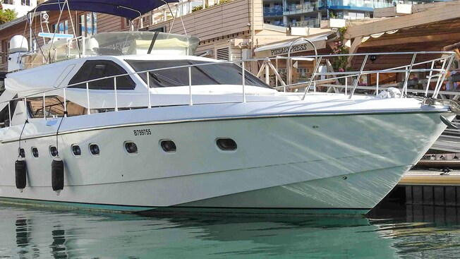 A docked pleasure boat